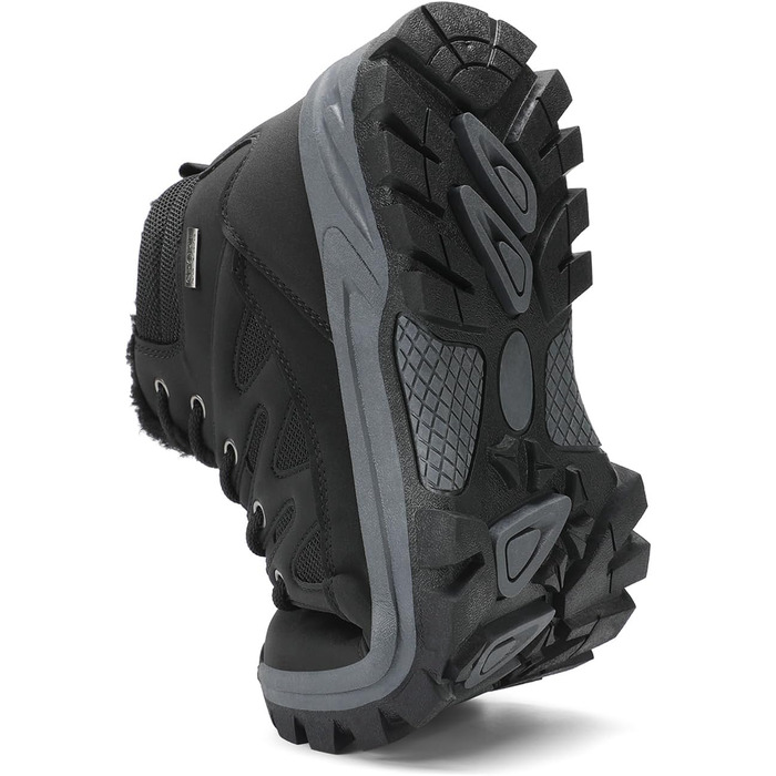 Чоловічі зимові черевики FLARUT: тепла підкладка, для хайкінгу, трекінгу, снігових прогулянок, чорний, 46 EU