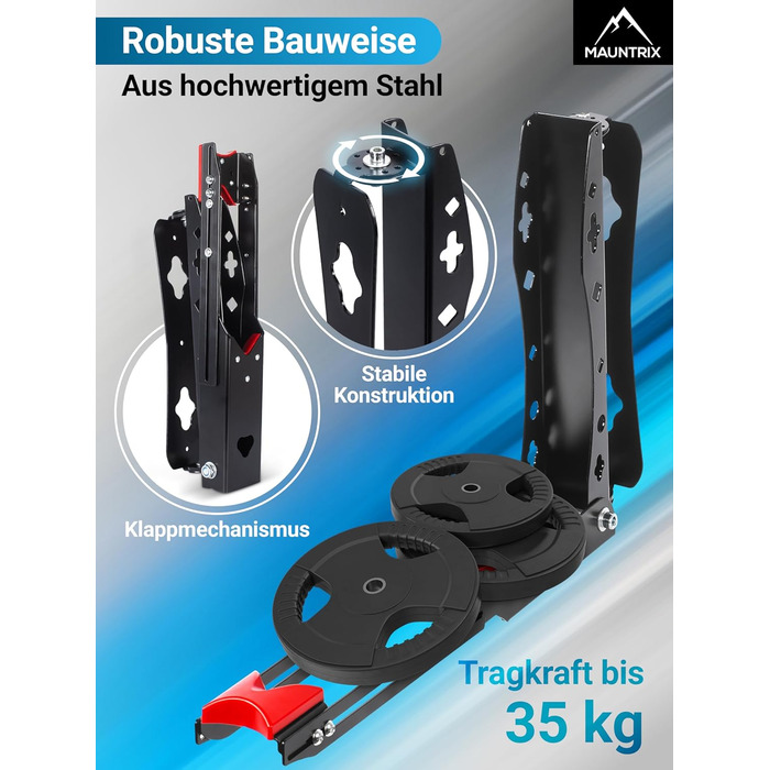 Настінна підставка для велосипеда Mauntrix | 16-29 дюймів | Сталева, до 35 кг | Економія місця | З монтажним комплектом