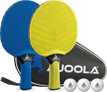 JOOLA Набір для настільного тенісу Outdoor Vivid, 2 ракетки, 3 м'ячі, чохол, лайм/синій, 6 предметів