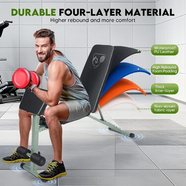 Регульована лавка для тренувань з 7-позиційною спинкою та 6-позиційним регулюванням, для дому або спортзалу (водостійка шкіра PU)