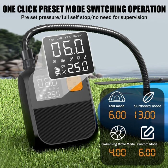 Електричний насос для SUP дошки OBEST з акумулятором 8000mAh, LED ліхтарик, швидка інфляція для SUP, кайтсерфінгу, намету, матрацу, каяка