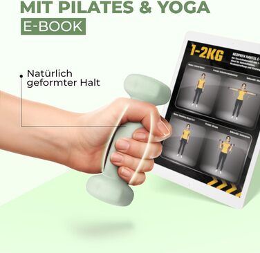 Набір гантелей HQ Germany® 0.5 кг (2 шт) для фітнесу та Pilates, пастельні кольори, Misty Mint - ідеально для дому
