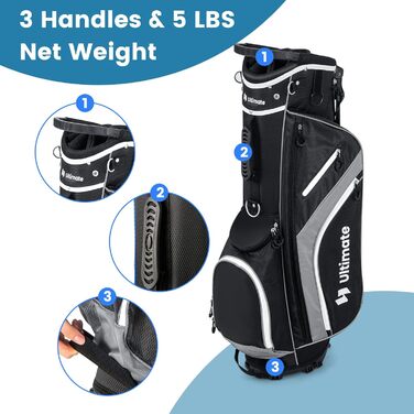 Сумка для гольфу LIFEZEAL зі стійкою, 14 відділень, легка, з подвійними ручками, 6 кишень на блискавці, дощовик, сіра, для чоловіків та жінок