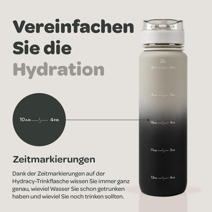 Водна пляшка Hydracy з фруктовим вкладишем, 1л, BPA-free, з таймером, спортивна, противитікання, без конденсату, для спорту та відпочинку на природі, градієнт салатовий-блакитний (сірий-чорний)