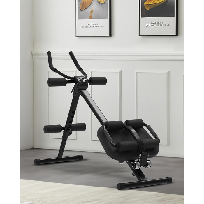 Тренування пресу GuuG: компактний тренажер для дому. Зручний, складаний, для чоловіків та жінок. Чорний колір.