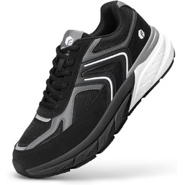 Кросівки FitVille для чоловіків з широкою ногою, чорні та сірі: бігові, спортивні, з амортизацією, дихаючі, для бігу та повсякденного носіння