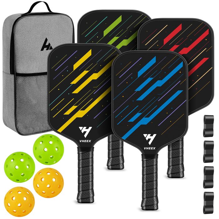 Набір для піклболу: 4 ракетки, 4 м'ячі, сумка. Підходить для гри в приміщенні та на вулиці. Ідеальний подарунок для початківців та професіоналів. Набір Meteor для піклболу.