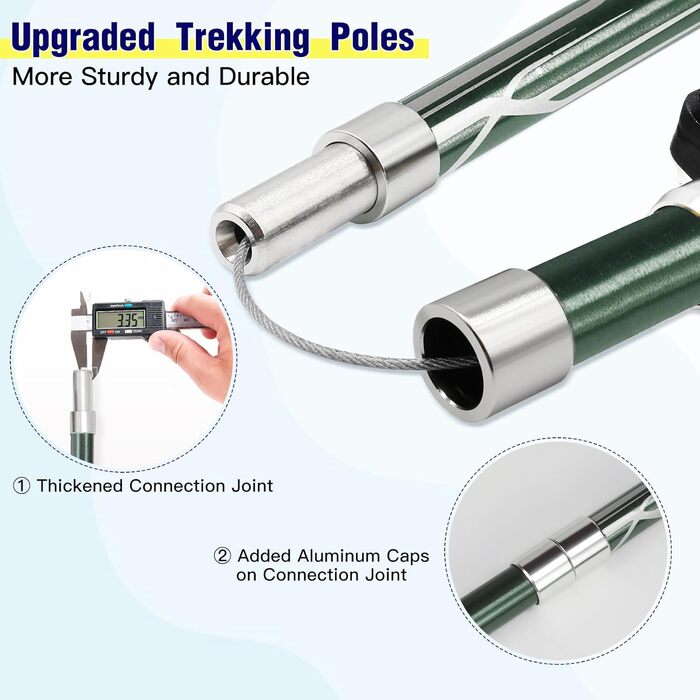 Трекінгові палиці Zentiva для Nordic Walking, складні, телескопічні, 110-135см, алюміній, зелені