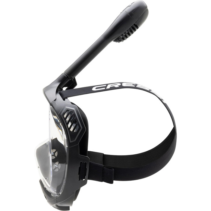 Маска для снорклінгу CRESSI Java Full Face - Повна маска, антизапітніння, силікон, сухий снорк, клапани безпеки (чорний/чорний, S/M)