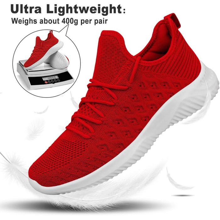 Чоловічі кросівки Feethit для бігу, дихаючі, легкі, зручні, модні, з антиковзкою підошвою, червоні, 43 EU, для подорожей та відпочинку