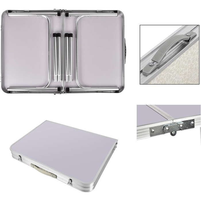 Складаний стіл 60 см, портативний, для кемпінгу та пікніків, садовий, вуличний, з алюмінієвим каркасом та регульованою висотою, 60 x 45 x 25,9 см (Д x Ш x В)