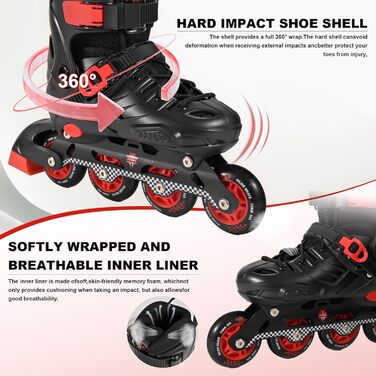 Регульовані дитячі ролики для хлопчиків та дівчаток, чорні, розмір L