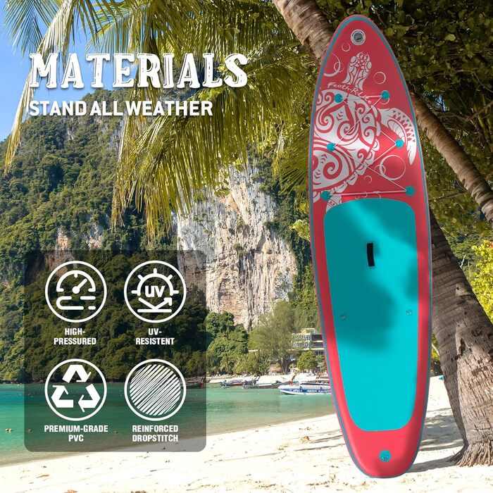 Надувний SUP Борд FEATH-R-LITE для дорослих: стабільний дизайн, комплект аксесуарів (весло, насос, сумка), рожевий колір