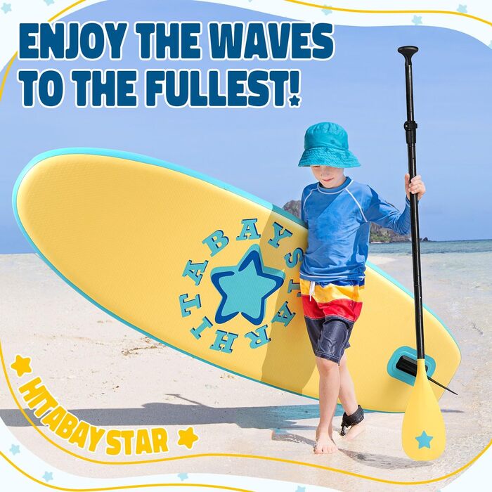 Надувне SUP-борд для дітей та підлітків (жовта зірка) - комплект з аксесуарами