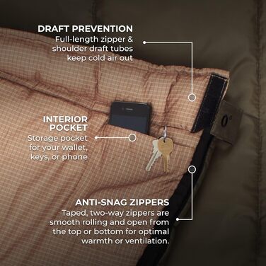 Сплячий мішок Teton Sports Celsius XL -32°C/-25°F з безкоштовним компресійним мішком, сірий (ліва блискавка)