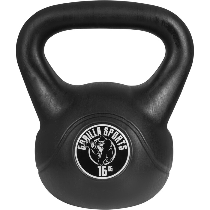 Кетлбел GORILLA SPORTS з пластика, 2-20 кг, одинично або комплект, з/без підставки – гиря для фітнесу