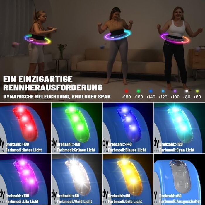 Смарт хулахуп Cozylady для дорослих з LED-підсвіткою, 121 см, із вагою, тихий і міцний, для схуднення, фіолетовий