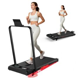 Складане бігове доріжки 4-в-1 з ручним нахилом 9%, тихий електричний біговий тренажер до 10 км/год, безщітковий двигун 3.0 PS, амортизація, LED-дисплей, компактний, для дому та офісу