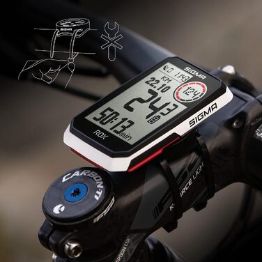 Велокомп'ютер SIGMA SPORT ROX 4.0 White з GPS, водонепроникний, для електровелосипедів, з висотоміром, 2.4'' екран, білий, з GPS-кріпленням