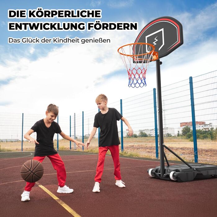 Баскетбольний кошик YOLEO для дітей, регульована висота 1,1-2,1 м, мобільна конструкція, для гри в приміщенні та на вулиці, до 12 років