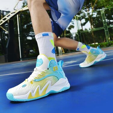 Унісекс баскетбольні черевики з високим верхом для занять спортом, дихаючі, з амортизацією та антиковзким покриттям, для підлітків, для бігу та тренувань (39 EU, Moonlight)