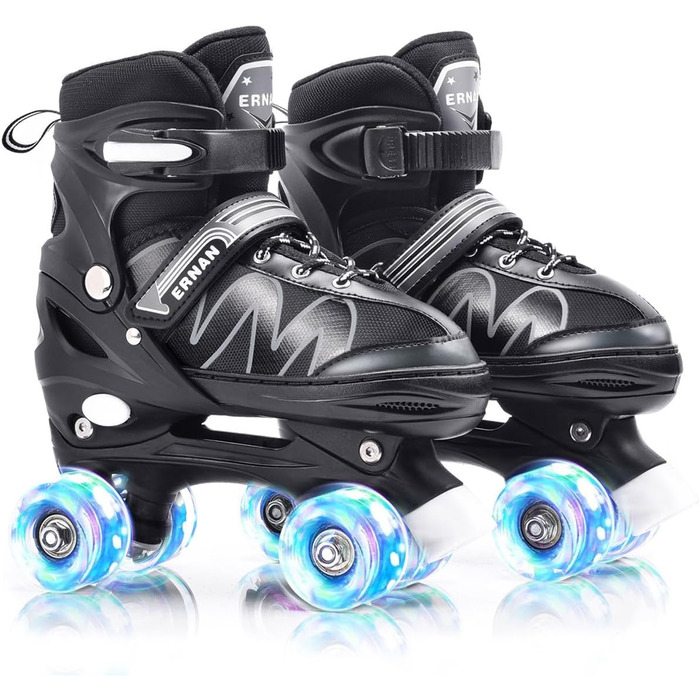 Дитячі ролики ERNAN з регулюванням, світлодіодні, для дівчаток та хлопчиків, підходять для початківців, 4 розміри, білі
