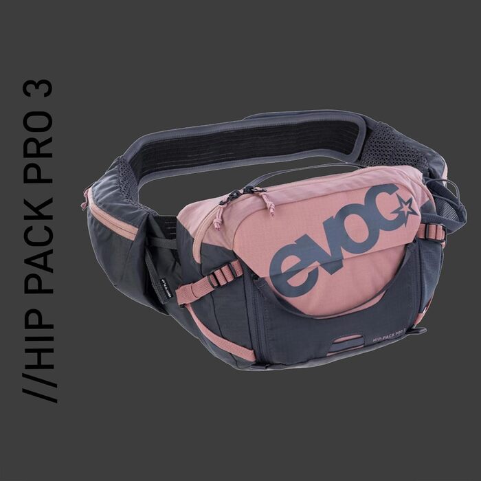 Поясна сумка EVOC HIP PACK PRO 3л з гідрацією 1,5л, система вентиляції, регульований ремінь, рожево-сіра
