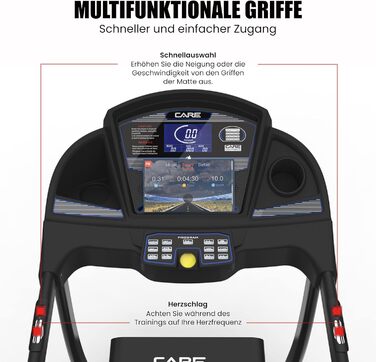 Бігова доріжка Care Fitness CT-705, електрична, складна, моторизований нахил 15 рівнів, 18 програм, сумісність з Kinomap