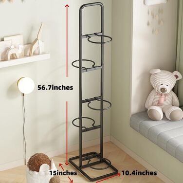 Стійка для м'ячів: сталева стійка для зберігання баскетбольних, футбольних та волейбольних м'ячів (5 тримачів) - економія місця, легка збірка, для внутрішнього та зовнішнього використання