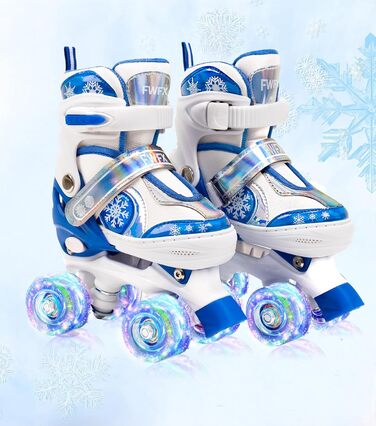 Дитячі ролики FWFX, регульовані, світлові, для занять в приміщенні та на вулиці, розмір S (EU 28-31 / MM 160-200), блакитні