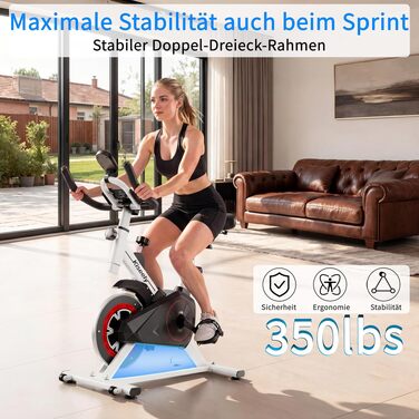 Магнітний велотренажер Heimtrainer для дому, безшумний сайкл з LCD-дисплеєм та ергономічним сідлом, білий (ZD1)