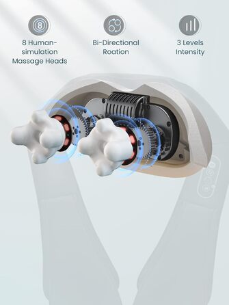 Масажер для шиї Careboda з підігрівом, 3 швидкості, електричний Shiatsu масажер для зняття болю в шиї та плечей. Ідеальний подарунок для водіїв та офісних працівників, чорний
