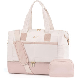 Сумка-мішок LOVEVOOK для вихідних, клінічна сумка, ручна поклажа, легка лікарняна сумка, місткий дорожній мішок з відділенням для взуття та косметичка, спортивна сумка для подорожей, 52x38x25 см (50 л), B-beige Nude