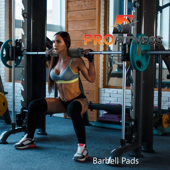 ProFitness накладка на штангу для присідань і випадів, м'яка подушка для плечей і стегон, для олімпійських та стандартних грифів, чорна