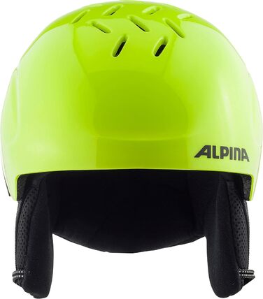 Дитячий лижний шолом ALPINA PIZI 46-51 см, ударостійкий, знімні вушні подушки, неон-жовтий матовий