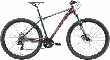 Гірський велосипед BIKESTAR Hardtail алюмінієвий, 21 швидкість Shimano, дискові гальма, колеса 29 дюймів, рама 19'' зелено-червоний