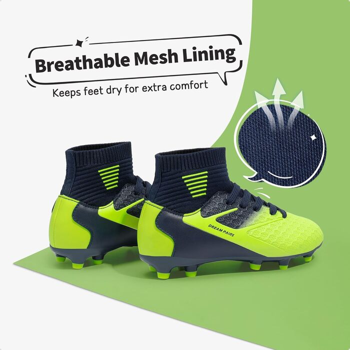 ДREAM PAIRS Футбольні черевики для дітей, унісекс, розмір EUR 36, темно-синій/неоновий зелений