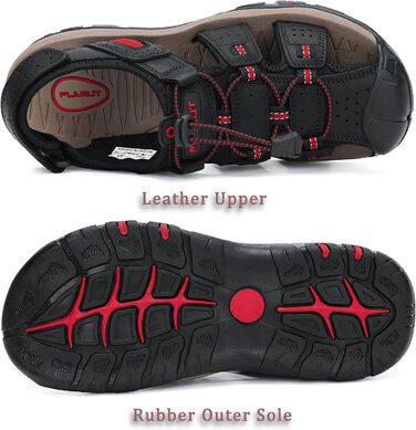 Чоловічі сандалі FLARUT для туризму та пляжу, шкіряні трекінгові, спортивні, літні, чорні, 44 EU