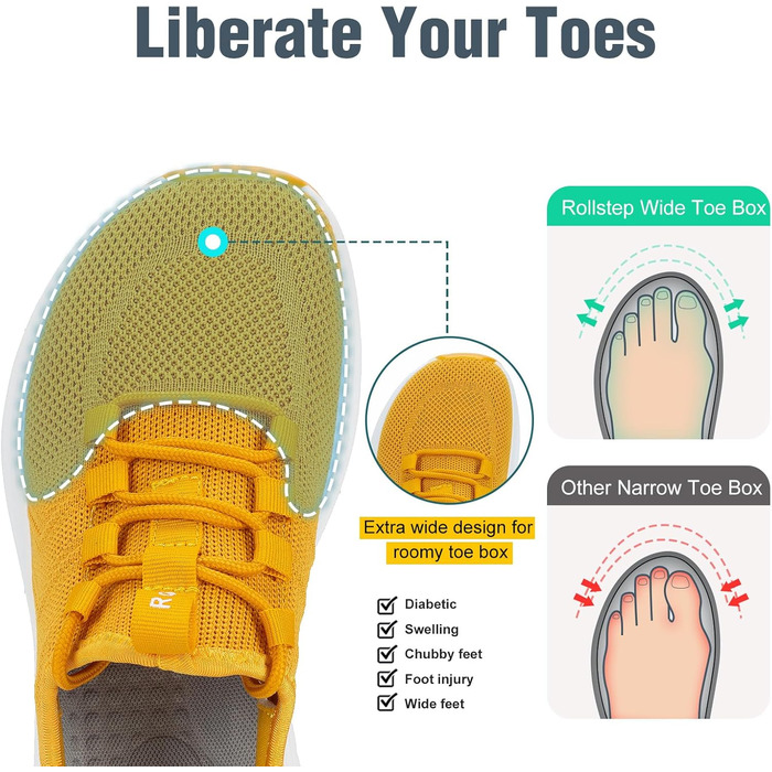 Жіночі кросівки з широкою передньою частиною та підтримкою стопи - для бігу, тренувань, занять у залі та прогулянок. Колір: жовтий, розмір 38 EU.