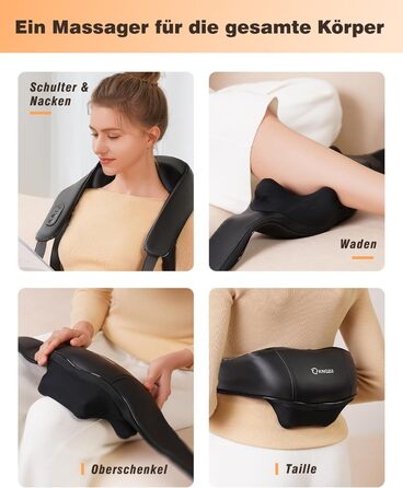 Масажер для шиї KNQZE® Shiatsu 4D з підігрівом, бездротовий, для шиї, плечей та спини, 2025 року випуску