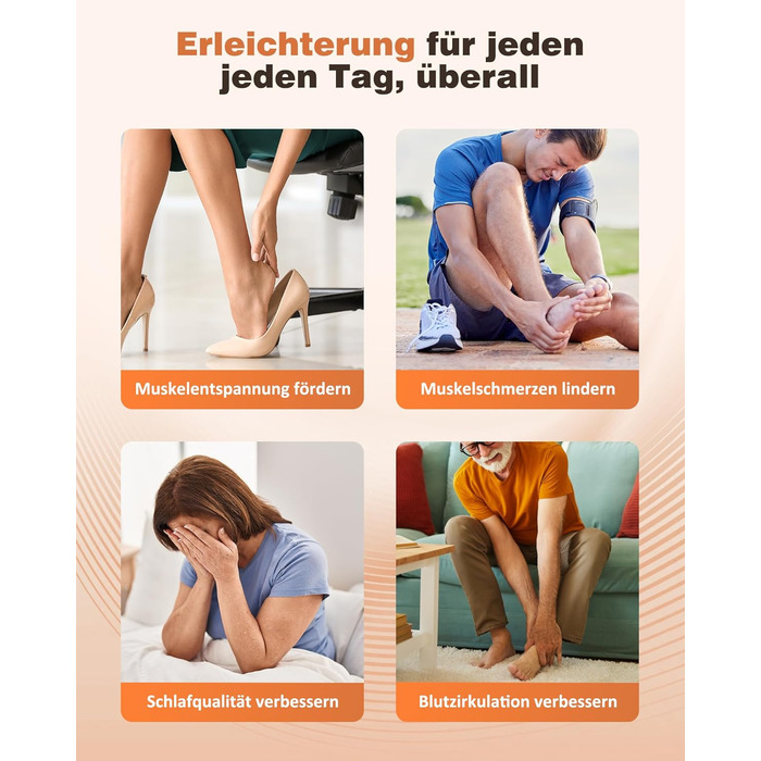 Масажер для ніг KNQZE Shiatsu з підігрівом, для фасціїту та зняття болю (сірий)