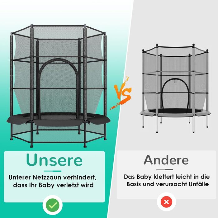 Батут для дітей LIFERUN Ø140 см з сіткою безпеки, для саду та дому, до 50 кг, чорний