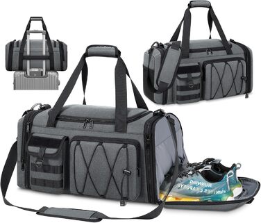 Спортивна сумка RAINSMORE 40L, водовідштовхувальна, з відділенням для взуття, для чоловіків та жінок, сіро-чорна