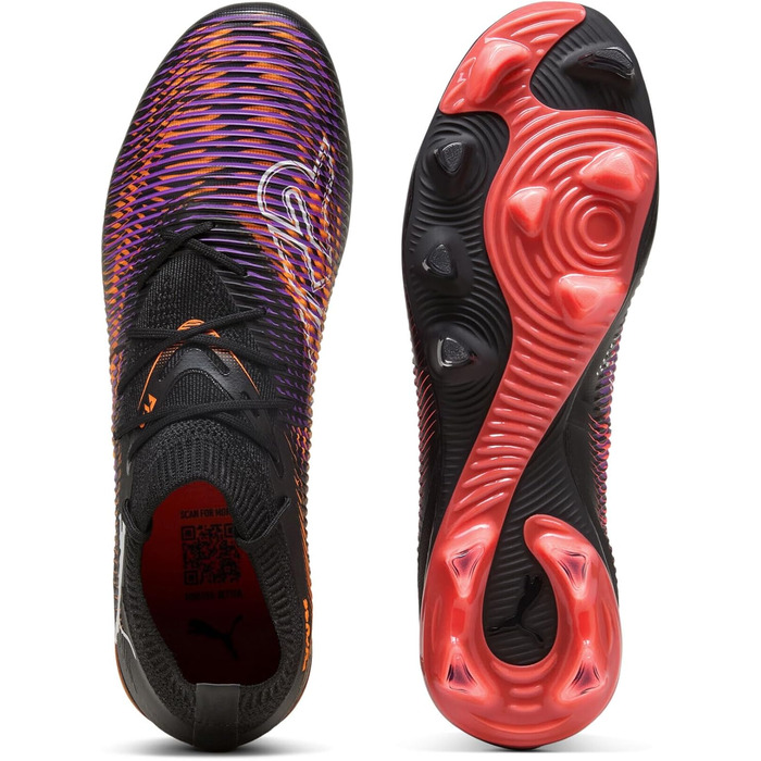 Футбольні бутси PUMA Future 8 Match FG/AG 43 EU, чорно-білі з червоним світінням