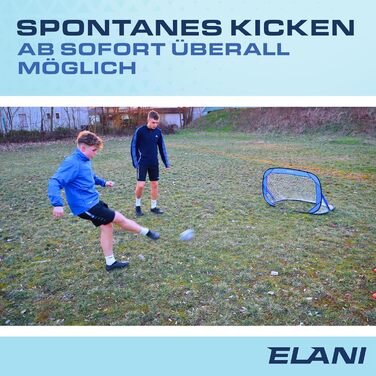 ELANI – складні футбольні ворота для дітей, подвійно посилені, з маленькою сумкою та 8 кілочками для саду