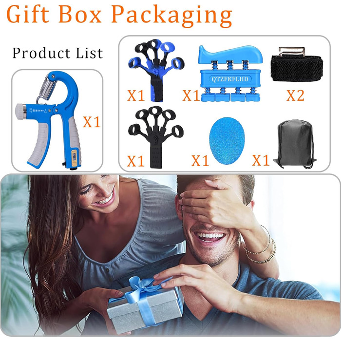 Набір для тренування сили хвата (5 шт.) Griffkrafttrainer, для розвитку м'язів та реабілітації, блакитний