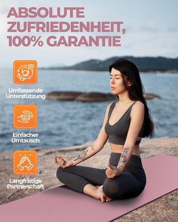 Преміум йога-мат Fitleap з екологічного TPE, антиковзкий, гіпоалергенний, рожевий пастель, для фітнесу та гімнастики