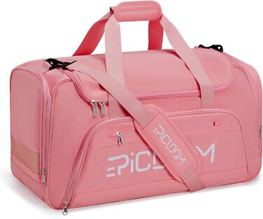 Жіноча спортивна сумка Epicloom 46л з відділенням для взуття та вологих речей, дорожня ручна поклажа, рожева