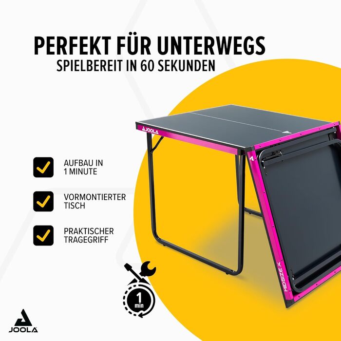 Стіл для пінг-понгу JOOLA Midsize, стіл для відпочинку, комплект з сіткою, чорно-фіолетовий