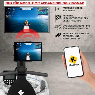 Водний веслувальний тренажер FitEngine для дорослих і підлітків, чорний, з підключенням до додатку, не складаний